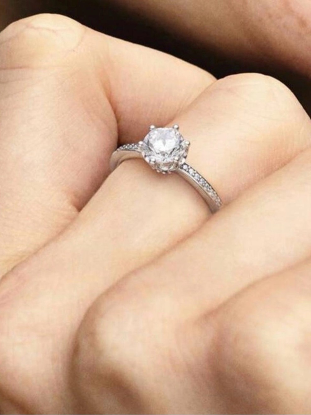 Pandora Clear Sparkling Crown Solitaire Ring